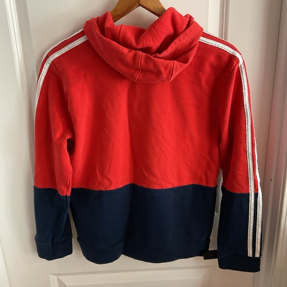 Adidas - Red & Blue Hooded Sweatshirt - Youth Medium 10-12 - Picture 4 of 13